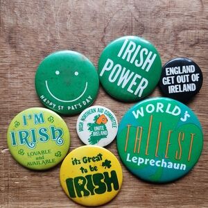 Irish Themed Party Button Set - Green and Yellow